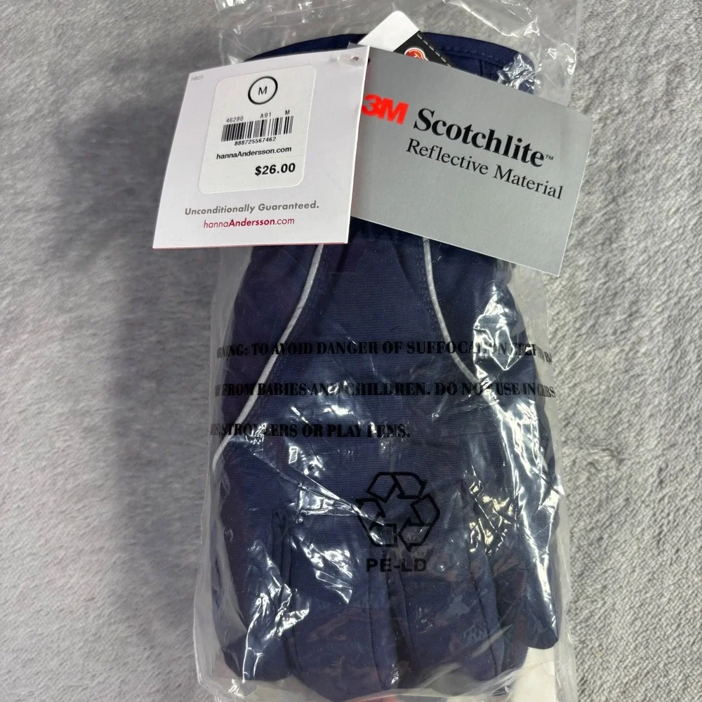 Hanna Andersson Insulated Gloves Kids Size M Navy Blue 3M Reflective 46280-A91-M
